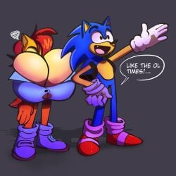 cleavage_overflow gigantic_breasts huge_breasts hyper_breasts sally_acorn sonic_(series) sonic_the_hedgehog