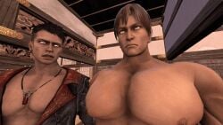 2boys 3d 3d_(artwork) abs big_arms big_pecs crossover dante_(dmc:_devil_may_cry) dantesfm dasalove dead_or_alive devil_may_cry dojo envy green_eyes impressed male male_only muscular muscular_male ninja ninja_gaiden pecs render ryu_hayabusa sfm source_filmmaker team_ninja