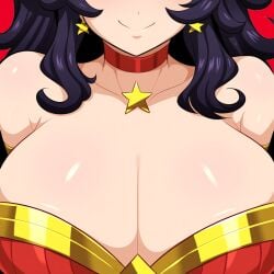 1girls ai_generated alternate_breast_size amazon amazonian big_breasts breast_focus breasts chest close-up dc dc_comics female huge_breasts large_breasts novelai paulinebabe smile solo superheroine wonder_woman wonder_woman_(series)