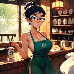 1girls ai_generated almost_naked apron apron_only barely_clothed barista big_breasts breasts breasts cafe carmen_sandiego_(2019) carmen_sandiego_(franchise) coffee coffee_cup coffee_shop cup female female female_focus female_only glasses huge_breasts julia_argent julia_argent_(carmen_sandiego) large_breasts mostly_nude naked_apron no_bra short_hair sitting solo solo_female solo_focus zupern0va_(manipper)