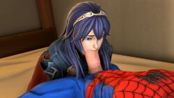 blowjob crossover eastern_and_western_character fellatio fire_emblem fire_emblem_awakening lucina_(fire_emblem) marvel marvel_comics nintendo peter_parker spider-man spider-man_(series)