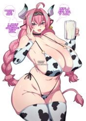 1girls armwear ass big_ass big_breasts big_nipples big_thighs bokuman breast_milk breastmilk breasts busty chubby chubby_female cow_ears cow_girl cow_horns cow_print cow_tail curvy dat_ass female female_focus female_only genshin_impact gigantic_ass gigantic_breasts gigantic_thighs hi_res horns hoyoverse huge_ass huge_breasts huge_nipples huge_thighs legwear long_hair looking_at_viewer mihoyo mihoyo_technology_(shanghai)_co._ltd. milk natlan_girls nipples nipples_bulge pink_hair plump thick thick_legs thick_thighs thighs twintails varesa_(genshin_impact)