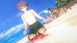 1girls 2boys ass beach big_ass big_breasts bikini black_bikini black_hair breasts brown_eyes bubble_ass bubble_butt bulge bulge_through_swimsuit danganronpa danganronpa:_trigger_happy_havoc danganronpa_1 danganronpa_killer_killer fenrirsjaw gloves imminent_cheating imminent_cuckold imminent_cuckolding imminent_netorare imminent_ntr imminent_oral kirigiri_kyouko lavender_eyes lavender_hair leifruby2 light-skinned_female light-skinned_male light_skin male_focus marriage_ring married_woman massive_ass massive_breasts naegi_makoto playing ponytail pubic_hair reading reading_book red_eyes ring swimsuit takumi_hijirihara tattoo tattoo_on_arm tattooed_arm tattoos thick_thighs thighs voluptuous voluptuous_female wide_hips