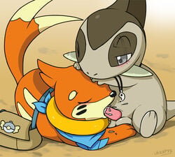 axew buizel cum cum_in_mouth fellatio gay hand_on_head male male/male male_only oral penis pokemon pokemon_mystery_dungeon testicles ukkappa