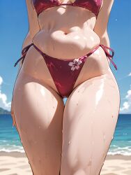 ai ai_generated anime_girl ass beach bikini breasts chest female heisel_ai naruto pink_hair sakura_haruno wet