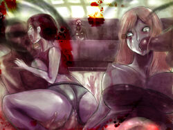 2girls ass backboob breasts clothing fellatio female_zombie_(resident_evil_2) huge_breasts left_4_dead monster_girl multiple_girls oral panties resident_evil spitter spitter_(left4dead) the_witch thick_thighs thighs un_do witch witch_(left_4_dead) zoey_(left_4_dead) zombie zombie_girl