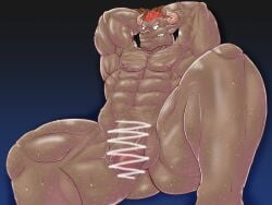 anthro balls bara flaccid furry genta_iwayama gyumao male male_only muscles muscular nude penis solo solo_male sweat sweating tokyo_afterschool_summoners