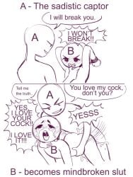 2koma 2others ambiguous_gender anon arms_above_head blush choking comic dialogue doggy_style english_text enjoying_rape from_behind fucked_into_submission gritted_teeth holding_chin instant_loss instant_loss_2koma loving_it mindbreak open_mouth original rape restrained sadism ship_dynamics sukka tears text white_background