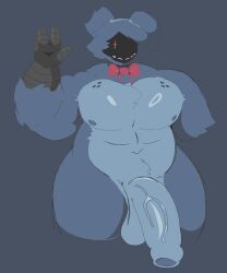 1_arm absurd_res animatronic anthro balls big_balls big_muscles big_penis blue_body blue_fur blue_hair bonnie_(fnaf) bow_tie bow_tie_only emovulpes faceless five_nights_at_freddy's five_nights_at_freddy's_2 freckles fur genitals hair hi_res huge_balls huge_cock huge_hips huge_muscles huge_thighs machine male metallic_arms mostly_nude muscular penis robot scottgames solo thick_thighs vein veiny_penis wide_hips withered_bonnie