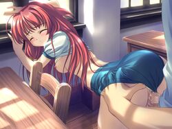 angel_wish censored chitose_mizuki game_cg long_hair open_clothes open_shirt red_hair sex shirt