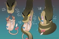 absurd_res amadose ambiguous_gender anthro arms_tied balls blue_insides blue_mouth blue_nose blue_pawpads blue_penis blue_tongue bodily_fluids bound coiling dialogue duo english_text eyewear feral fur genital_fluids genitals glasses gore green_body hair hi_res legs_tied male male/ambiguous mammal motion_lines mouse murid murine pawpads penis precum predator/prey reptile ribbons rodent saliva scalie simple_background snake soft_vore tan_body tan_fur text tongue unusual_insides vore white_hair yellow_eyes