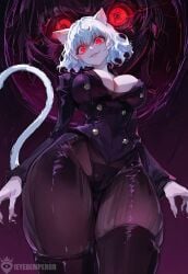 1eyedemperor 2d 2d_(artwork) 2d_artwork ai_assisted ai_generated angry_face animal_ears animal_tail big_ass big_breasts cat_ears cat_eyes cat_girl cat_tail claws evil_grin evil_smile female female from_below full_body fully_clothed grey_hair hair_between_eyes hell hips huge_ass huge_breasts hunter_x_hunter jacket light-skinned_female light_skin looking_at_viewer neferpitou oneyedemperor pictogram puffy_nipples puffy_pussy purple_background red_background red_eyes satanic stare thick_thighs thighhighs thighs trousers white_hair wide_hips