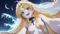 1girls ahoge ai_generated asia_argento blonde_hair breasts female green_eyes hell-pantsu high_school_dxd long_hair small_breasts solo upper_body