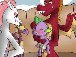 blush closed_eyes cum dragon drooling fizzle_(mlp) friendship_is_magic furry furry_only garble_(mlp) gay male my_little_pony no_humans penis saliva sawsta smooth_skin spear_(mlp) spike_(mlp)