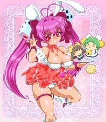 1990s_(style) 1girls ahoge animal_ears animal_hat antenna_hair apron bangs bell blue_dress blue_shorts blush bow breasts brown_hair bunny_ears cameltoe cat_ears catgirl character_doll choker cleavage clenched_teeth dejiko di_gi_charat dice dice_hair_ornament doll dress eyebrows eyelashes frilled_dress frilled_shirt frills green_hair hair_bell hair_between_eyes hairbow hat hat_flower heart high-waist_skirt high_heels holding holding_tray jingle_bell large_breasts long_hair low_twintails magenta_hair navel navel_visible_through_clothes neck_bell neckerchief nipples nipples_visible_through_clothing no_shoes off-shoulder_shirt off_shoulder panties pantyshot parted_bangs peace_sign pink_eyebrows pink_hair pink_shoes pink_skirt puchiko puffy_short_sleeves puffy_sleeves rabbit_girl red_bow red_eyes ribbon ribbon_choker sailor_collar sailor_shirt shirt shirt_tucked_in shoes short_hair short_sleeves shorts skirt smile socks tailless teeth thigh_strap thighs tray underwear usada_hikaru very_long_hair white_apron white_ears white_hat white_panties white_shirt white_socks white_underbelly wind wind_lift wrist_ribbon yellow_hat