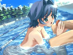 angel_wish blue_hair censored game_cg green_eyes nanami_kidosaki penis short_hair