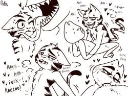 anal belly belly_bulge blowjob doodle feline frog fucked_silly furry gay kaeloo kaeloo_(character) mawshot missionary monster mr._cat oral passionate sex teeth threatening