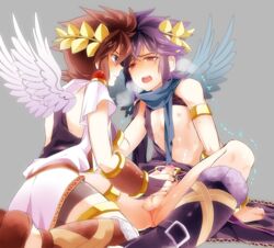 2boys angel blue_eyes blush bottomless censored clonecest cum cum_on_body cum_on_upper_body dark_pit gay izumo_(artist) kid_icarus kid_icarus_uprising male male_only malesub nintendo open_mouth penis pit pit_(kid_icarus) pointless_censoring red_eyes sex short_hair submissive testicles trap trap_on_trap tunic wings yaoi