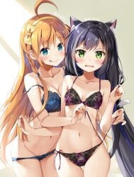 2girls ahoge animal_ear_fluff animal_ears antenna_hair bare_arms bare_belly bare_chest bare_hands bare_hips bare_legs bare_midriff bare_navel bare_shoulders bare_skin bare_thighs belly belly_button black_hair black_hair_female blue_bra blue_eyes blue_eyes_female blue_panties blue_underwear blush blush_face blush_lines blushed_face blushing_at_viewer blushing_face blushing_female bra braid braided_hair breasts brown_eyebrows brown_hair brown_hair_female cleavage closed_mouth_smile collarbone curvaceous curvaceous_body curvaceous_female curvaceous_figure curvaceous_hips curvy curvy_body curvy_female curvy_figure curvy_hips dot_nose elbows embarrassed embarrassed_exposed_female embarrassed_expression embarrassed_female embarrassed_nude_female embarrassed_underwear_female eretto exposed_arms exposed_belly exposed_chest exposed_hips exposed_legs exposed_midriff exposed_navel exposed_shoulders exposed_skin exposed_thighs eyebrows_visible_through_hair fair_skin female female_focus female_naked female_only fingernails fingers frilled_bra frilled_panties frilled_underwear green_eyes green_eyes_female groin hair_between_eyes hair_ribbon hairband half_naked half_nude high_resolution highres hourglass_figure indoor indoor_nudity indoors karyl_(princess_connect!) lace-trimmed_bra lace-trimmed_panties lace_bra lace_panties lace_underwear laced_bra laced_panties laced_underwear lean_body lean_figure legs legs_closed legs_together light-skined_female light-skinned light-skinned_female light_skin light_skin_female light_skinned light_skinned_female long_hair looking_at_viewer medium_breasts midriff multiple_females multiple_girls naked naked_female naked_woman narrow_waist natsume_eri navel nude nude_female nudity open_mouth panties parted_lips partially_naked pecorine_(princess_connect!) petite petite_body petite_breasts petite_female petite_girl petite_tits princess_connect! purple_bra purple_panties purple_underwear pussy ribbon ribbon_bra ribbon_panties semi_nude shoulders simple_background skinny skinny_female skinny_girl skinny_waist slender_body slender_waist slim_girl slim_waist small_breasts smile smiley_face smiling smiling_at_viewer smirk smooth_skin standing thick_thighs thigh_gap thighs thin_waist tongue tongue_out underwear underwear_only upper_body v-line white_background wide_hips yellow_hair_ribbon yellow_hairband yellow_ribbon