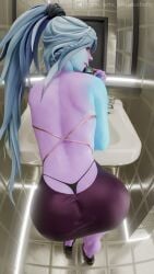 3d 3d_render 9:16 ass ass_focus blender blender3d blender_cycles dota dota2girls dota_2 dotartnsfw dress drow drow_ranger female fisheye fisheye_lens lipstick mirror panties render restroom sink sosiskaba6y toilet