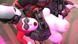 3d deadshot exhaustion from_behind harley_quinn harley_quinn_(classic) male pale-skinned_female pounding_ass suicide_squad suicide_squad:_kill_the_justice_league tongue_out