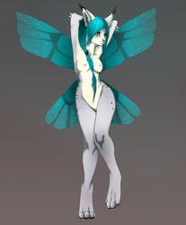 anthro breasts fairy feline female fur furry iluq lynx nude pussy solo standing wings