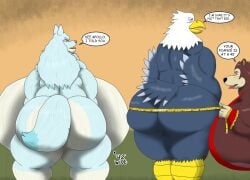 accipitrid accipitriform alythewolfcat animal_crossing annoyed anthro apollo_(animal_crossing) areola areola_slip ass avian big_breasts big_butt bird breasts canid canine canis eagle english_text eulipotyphlan female group hedgehog hi_res huge_breasts huge_butt hyper hyper_breasts male mammal muscular muscular_male nintendo sable_able tape_measure text trio whitney_(animal_crossing) wolf