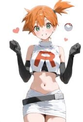 big_breasts green_eyes heart kasumi_(pokemon) orange_hair pokemon pokemon_frlg smile thighs