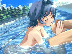 angel_wish blue_hair censored game_cg nanami_kidosaki penis short_hair