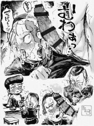 2boys blowjob cum delinquent gay jojo's_bizarre_adventure josuke_higashikata male_focus male_only okuyasu_nijimura penis table