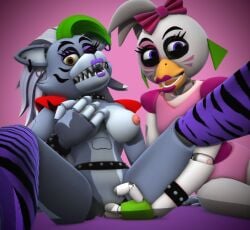 2024 2girls 3d 3d_(artwork) animatronic bird breasts canine duo exhibitionism female/female five_nights_at_freddy's five_nights_at_freddy's:_security_breach furry glamrock_chica_(fnaf) happy horn horns masturbation nude_female robot_girl roxanne_wolf_(fnaf) seductive sex steel_wool_studios vaginal_masturbation wolf