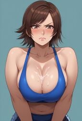 1girls ai_generated angry angry_face asian asian_female bandai_namco big_breasts blue_bra blush bra breasts brown_eyes brown_hair cleavage cum cum_on_breasts curvy female female_only human kazama_asuka large_breasts medium_hair namco pants solo sports_bra tekken tekken_8 video_game_character voluptuous yoga yoga_pants