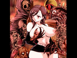 black_hair blush breasts defeated final_fantasy final_fantasy_vii large_breasts monster nipples patsuki tifa_lockhart tongue