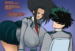 1boy 1girls ass big_ass big_breasts black_hair boku_no_hero_academia breasts chanleefat green_hair huge_ass huge_breasts izuku_midoriya momo_yaoyorozu my_hero_academia tagme wide_hips