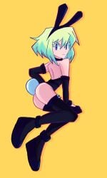 1boy androgynous bunny_ears bunny_tail bunnysuit crossdressing femboy lio_fotia promare solo thighhighs twink