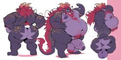 anthro anus arm_hair armpit_hair ass backsack balls belly big_balls big_belly big_butt big_nipples big_penis black_sclera body_hair braided_hair chest_hair chest_tuft closed_eyes clothing countershading dragon eastern_dragon enbooka flexing foreskin genitals gloves hair hands_on_hips handwear happy_trail heart_symbol hi_res horn huge_balls huge_cock long_hair looking_back male markings model_sheet musclegut muscular mythological_creature mythological_scalie mythology navel nipples open_mouth overweight overweight_male pecs penis pubes scalie smile solo star_(marking) tail thick_thighs tuft whiskers