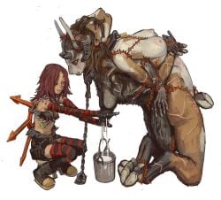 2024 3girls animal_nose barbed_wire beastman bell belt boots bound bound_ankles bound_together bound_torso bound_wrists bra branded branding_mark breasts breasts_out chains chaos_(warhammer) claws cow_girl cowbell crying cultist-chan elbow_gloves english_commentary gloves goat_girl highres hooves horns lactating lactation licking licking_lips monster_girl mossa mossacannibalis multiple_girls nude nude_female one_eye_closed red_hair scar slave slave_collar slavegirl spiked_hair tattoo tattoos tear tears thighhighs tongue tongue_out underwear warhammer_40k