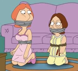 accurate_art_style dvnod2 family_guy gagged lois_griffin meg_griffin tape_bondage tape_gag wrapped_arms