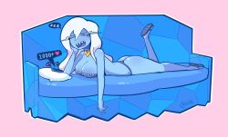 1girls adventure_time ass big_breasts blue_skin breasts cartoon_network clothing female huge_breasts ice_queen_(adventure_time) lingerie movailarts open_mouth skimpy solo solo_female white_hair