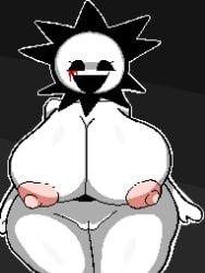 big_ass big_breasts big_thighs black_eyes black_sun blood blood_eyes doom.exe jp20414_(artist) pixel_(artwork) pixel_art pussy smile smiley_face thick thick_thighs white_skin