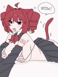 /// 1girls ass big_ass big_breasts blush breasts cat_ears cat_tail catgirl ccitrus0 clothed clothing color dialogue english_text female female_focus female_only hair heart kasane_teto light_skin looking_at_viewer open_eyes open_mouth open_smile red_eyes red_hair simple_background skirt smile solo_focus source text twitter_link utau voluptuous voluptuous_female white_background