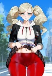 1girls ai_generated ann_takamaki blonde_hair creamy_ai curvy female light-skinned_female light_skin persona persona_5 tagme teenager twintails