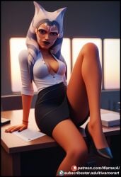 ahsoka_tano ai_generated blouse boss dominant_female femdom heels high_heels jedi jedi_padawan office_clothing office_lady skirt star_wars