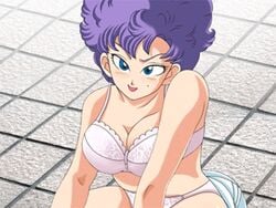 animated ass_on_face big_breasts big_butt blue_eyes dragon_ball dragon_ball_(classic) faceless_male facesitting female hentai nam_(dragon_ball) penile_masturbation penis pink_bra pink_panties purple_hair ranfan tan_skin