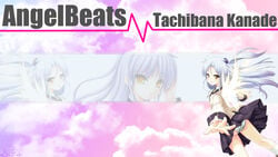 angel_beats! feathers female female_only gray_hair kanade_tachibana kneehighs monogatari_(series) pointy_chin skirt white_hair wings yellow_eyes