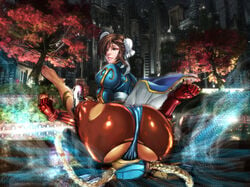 2girls ass barefoot big_ass blonde_hair braid brown_hair cammy_white capcom chun-li city facesitting female femdom fight fingerless_gloves garrison_cap human looking_back outside pantyhose street_fighter tied_hair torn_pantyhose twintails xkalipso