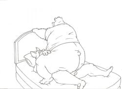 anal anthro balls bear bed canine cowgirl_position dirtymutt fur furry overweight size_difference