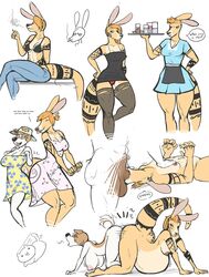 anthro big_breasts bikini_top breasts canine cleavage clothing dress fur furry jeans kangaroo mallory mallory_dunn marsupial oral oral_sex pants pregnant ritts sex short_dress stockings tattoo terrier waiter