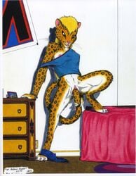 1990s 1995 20th_century anthro bottomless feline female fur furry insertion james_m_hardiman leopard masturbation penetration pussy skimpy standing tail_sex