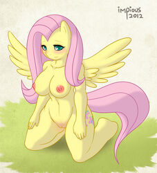 anthro big_breasts blush breasts cute cutie_mark equine female female_only fluttershy_(mlp) friendship_is_magic hooves impious mane my_little_pony nude pegasus pose pussy smile smooth_skin solo wings